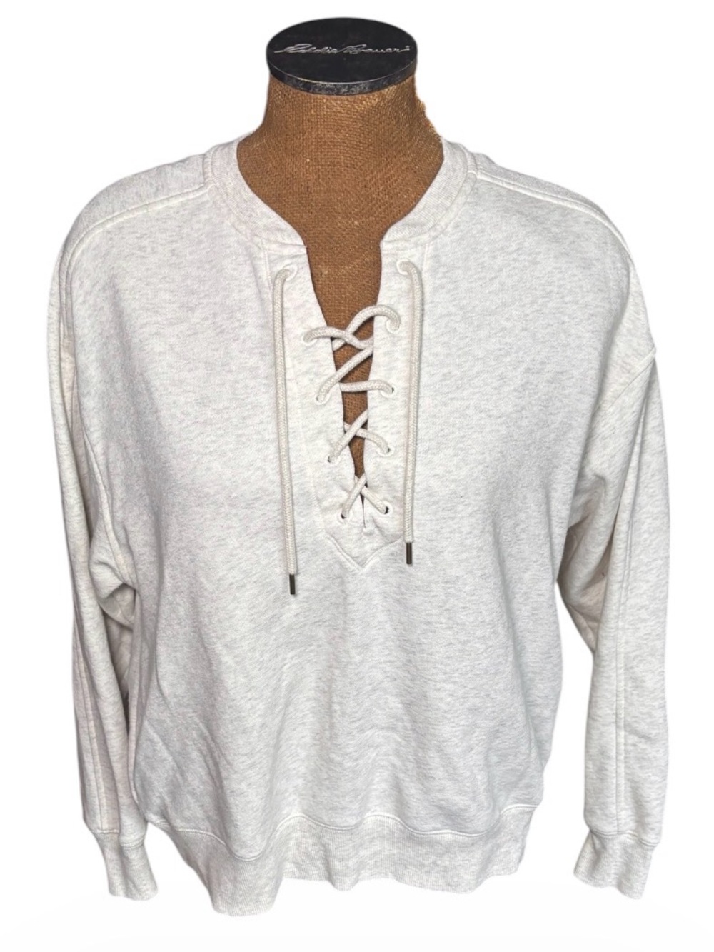 Old Navy Lace-Up Pullover Sweatshirt - Gray Size M